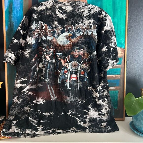 Vintage Rock Eagle Freedom Bikers Shirt Xl Black Tie Dye Biker Motto Graphic 90s - Picture 10 of 16
